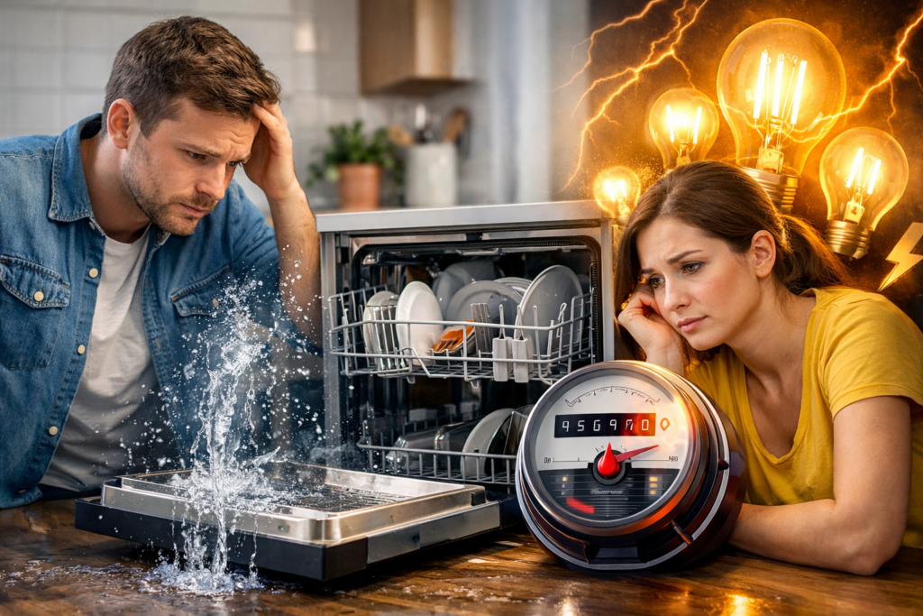 lava-louças de 8 serviços gasta muita água e energia